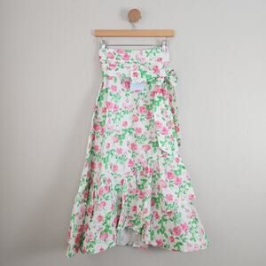 NEW Hill House Mirabel Pink Roses Floral Midi Wrap Skirt